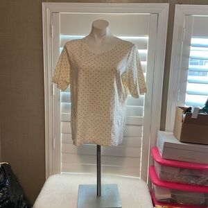 L.L. Bean Cream Blouse with Black Dots